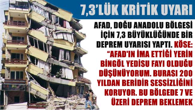 7,3`lük kritik uyarı