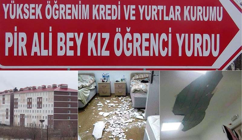 Öğrenci yurdunun tavanı çöktü