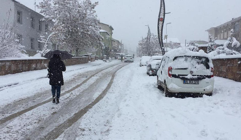 Karlıova`da kar etkili oldu