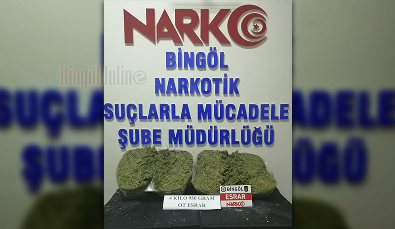 4 kilo 950 gram esrar ele geçirildi