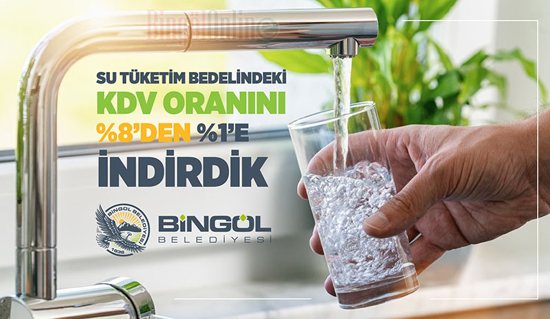 Su tüketim bedelindeki KDV oranı yüzde 1`e düşürüldü