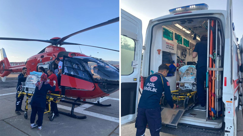 Bingöl`de yenidoğan bebek ambulans helikopterle Elazığ`a sevk edildi