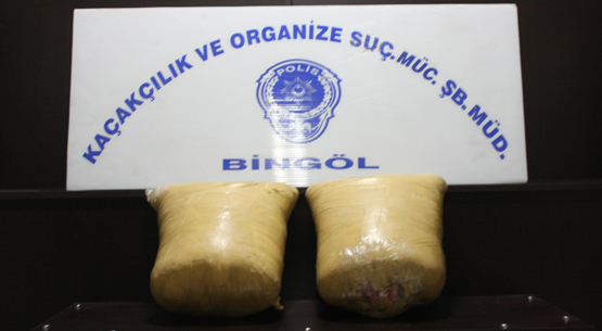 Bingöl`de yaklaşık 14 kilo 770 gram esrar ele geçirildi