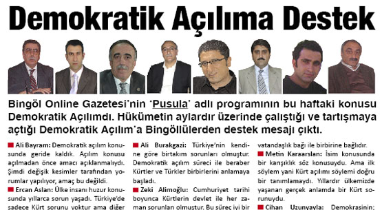 Bingöllülerden demokratik açılıma destek