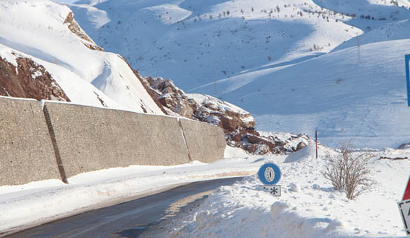 Dev kayalıklar yolu kapattı