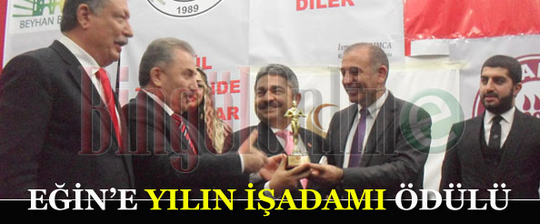 Eğin`e yılın işadamı ödülü