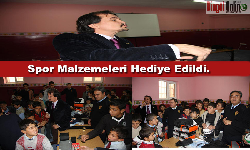 Emniyet müdürlüğü öğrencilere spor malzemesi hediye etti