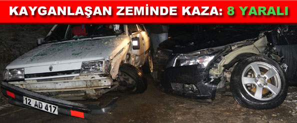 Kayganlaşan zeminde kaza: 8 yaralı